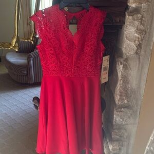 Elegant Red Lace Dress kids rare editions size 10 new